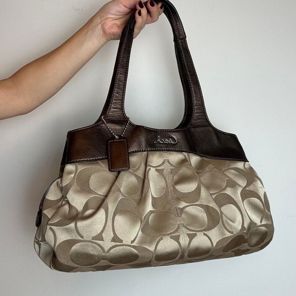 Coach Lexi Vintage y2k brown signature canvas and metallic leather hobo bag